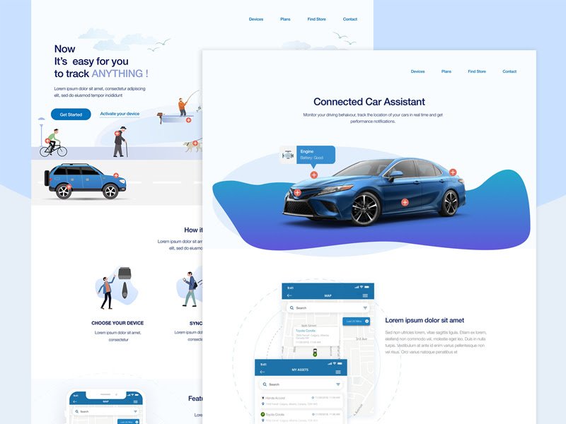 Connected Cars Landing Page Sketch Resource