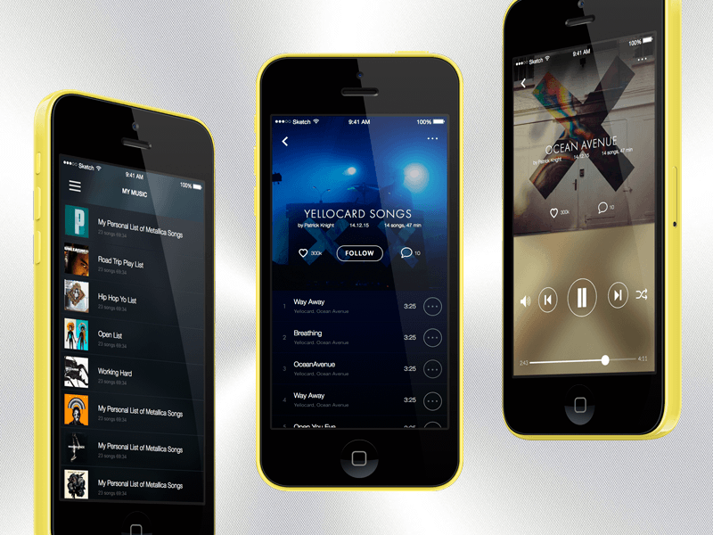 Musik-App-Player-Konzept-Skizzierungsressource