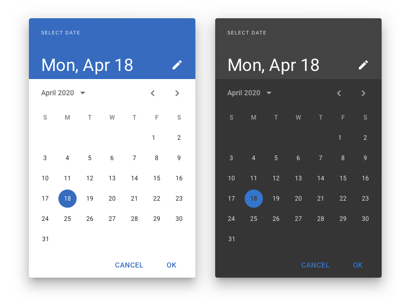 Дата Picker Android Материал Дизайн Sketch ресурсов