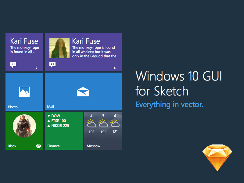 Комплект пользовательского интерфейса Windows 10 для эскиза