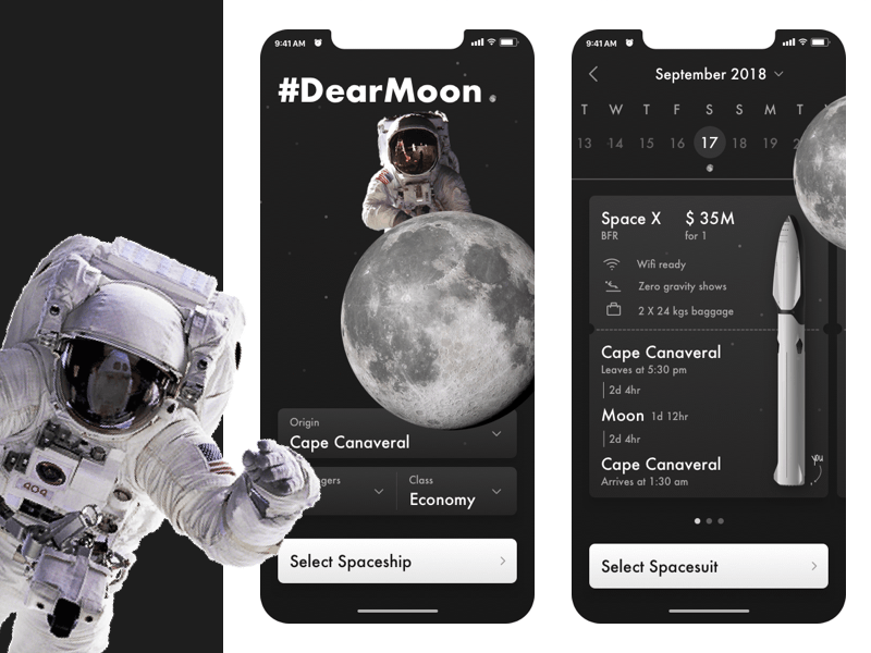 Space Travel App Concept Sketch Resource