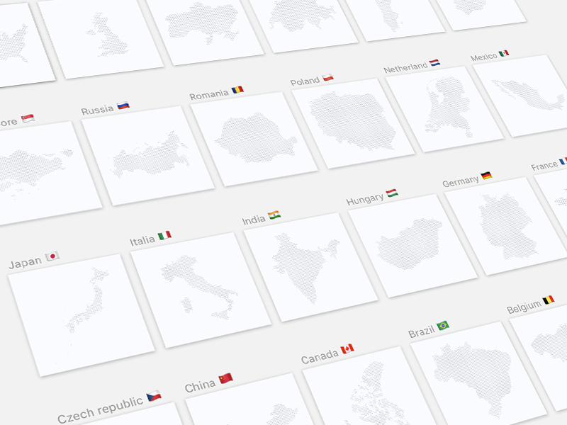 Mapas punteados de 24 países esbozan recurso