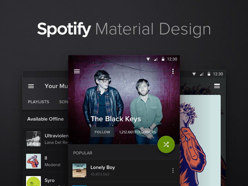 Spotify Material Design [concept] Croquis Ressource