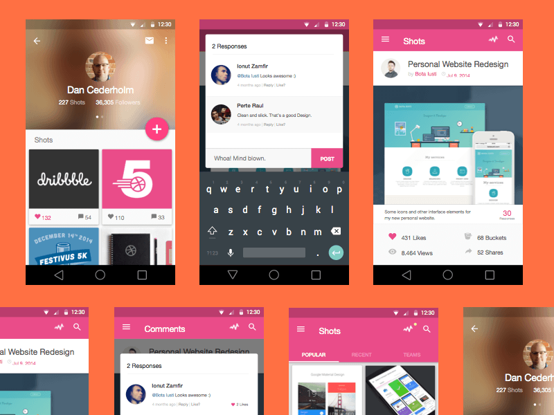 Dribbble App Matériel de conception Concept Sketch Ressource