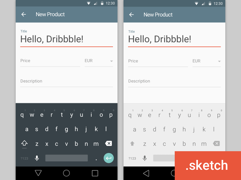 Android L keyboard Sketch Resource