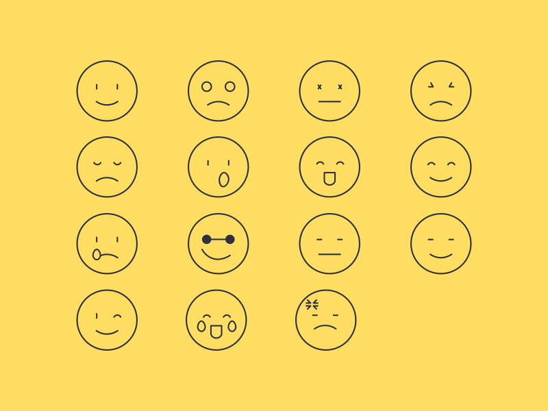 15 Contour des icônes Emoji Esquisses de croquis