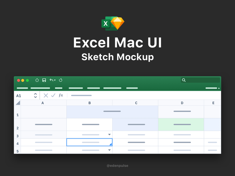 Excel Mac-UI-Mockup-Skizzierungsressource
