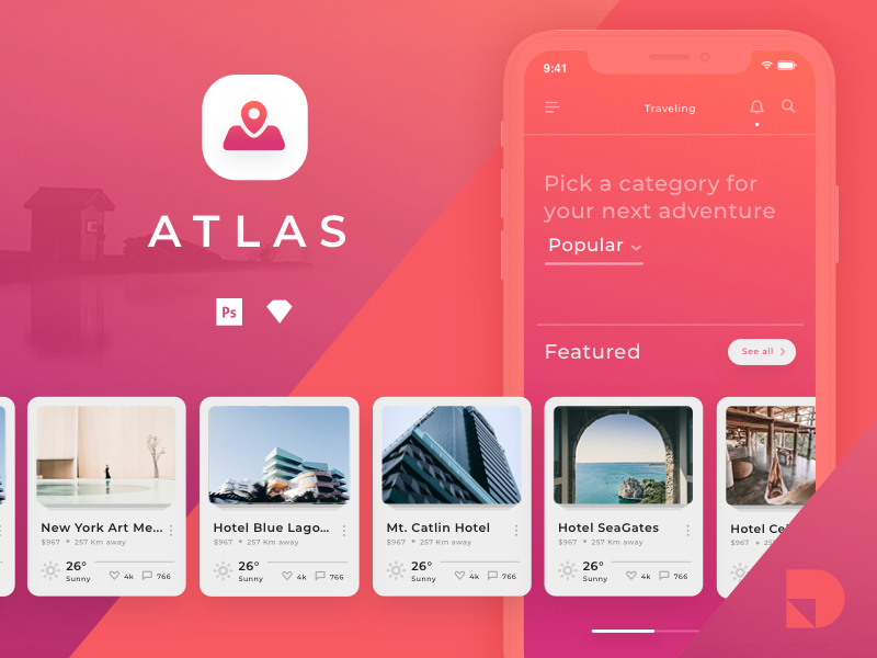 Комплект пользовательского интерфейса Travel App — Атлас