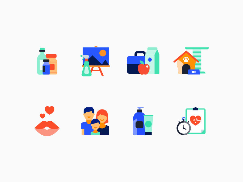 8 Colorful Flat Icons Sketch Resource