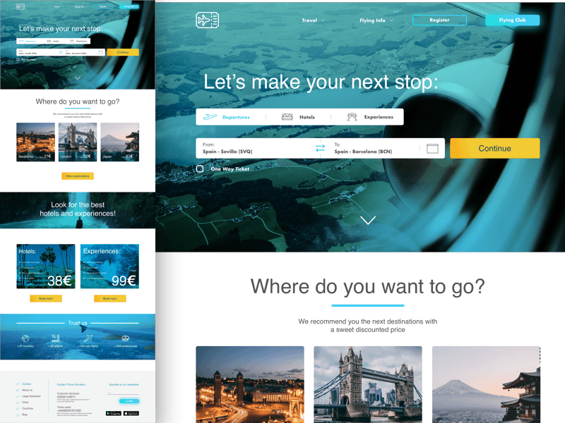 Travel and Flight Booking Landing Page Sketch Resource