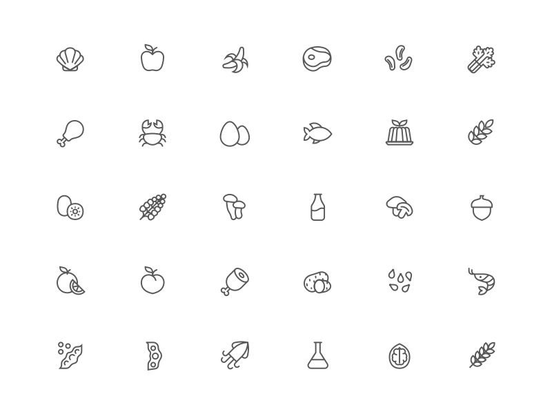 Iconos de alérgenos de alimentos Sketch Recurso