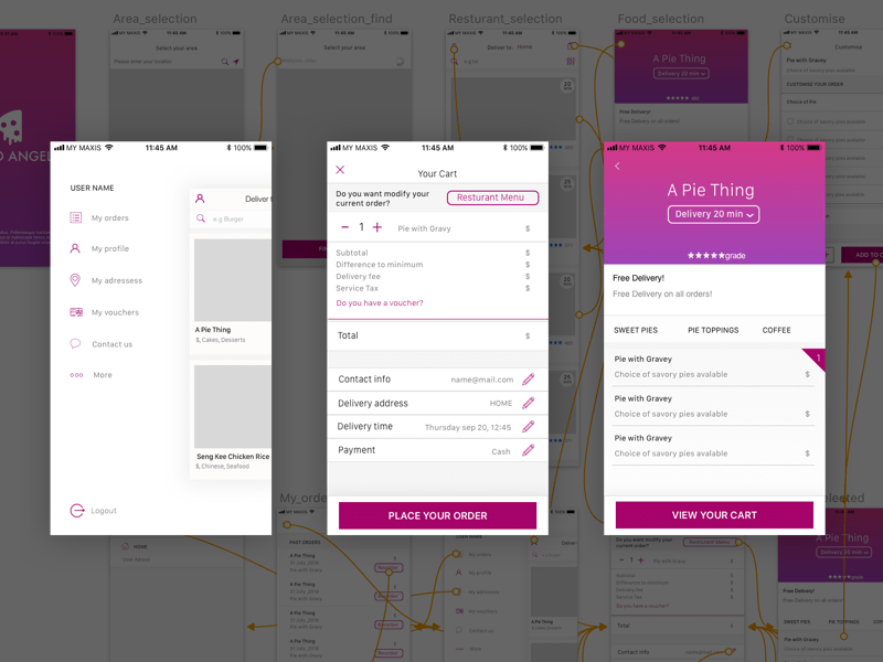 Food Delivery App Concept Sketch Resource