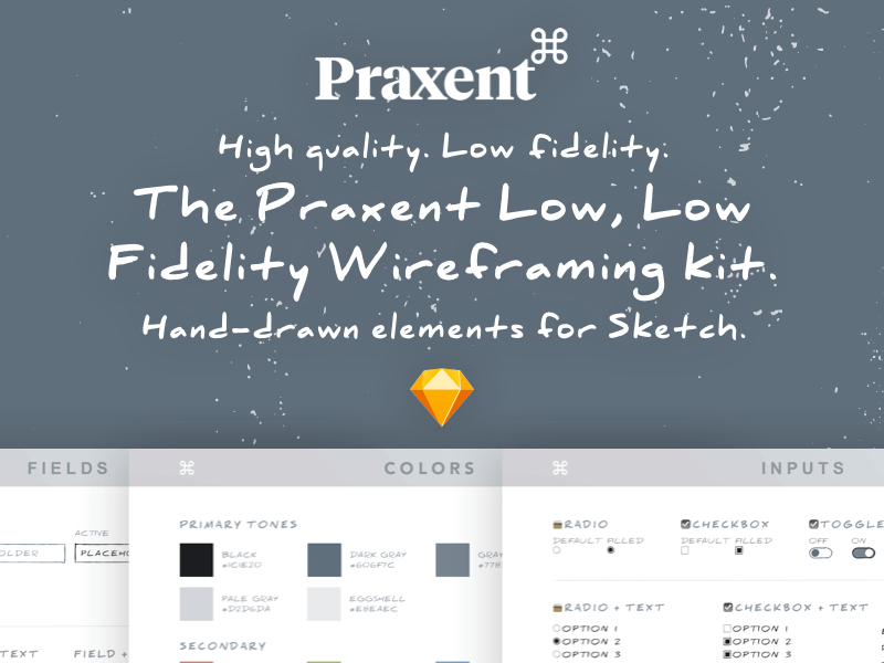 Kit de interfaz de usuario de wireframing de baja fidelidad – Praxent