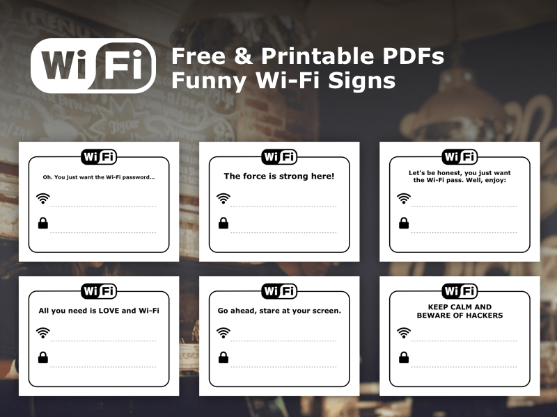 Wi-Fi gratis signos imprimibles boceto recurso