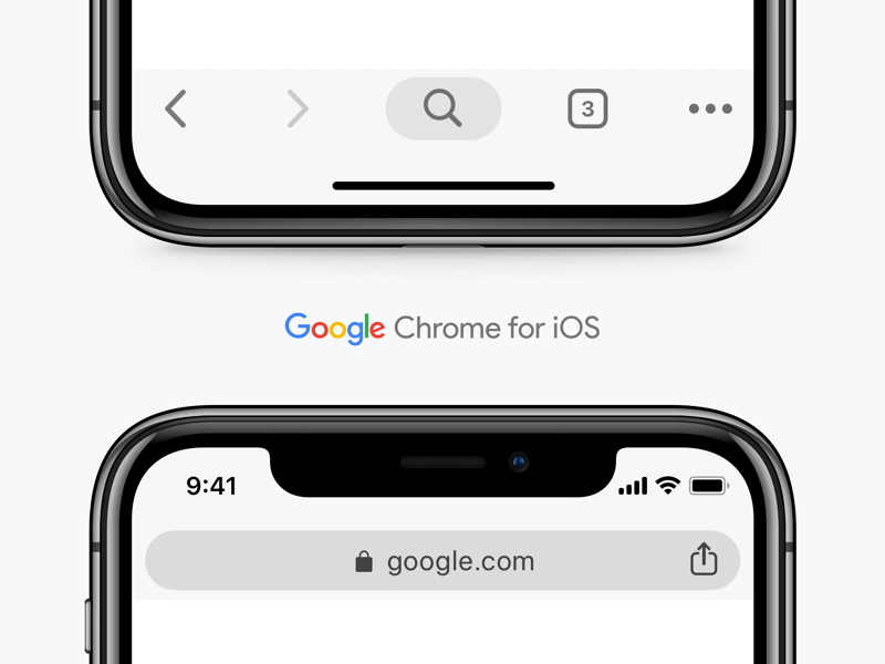 Google Chrome Ui für iOS-Skizzierungsressourcen