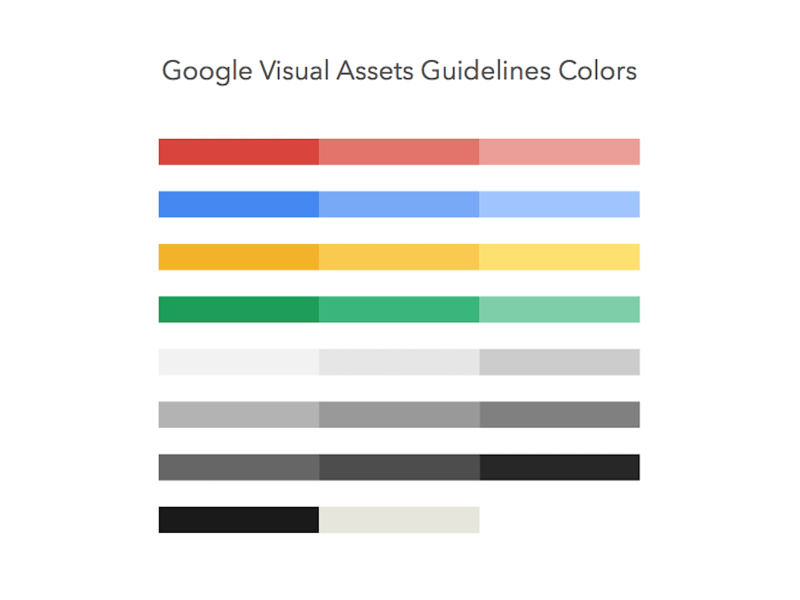 Guide de Google Visual Actifs Couleurs Ressources de croquis Couleurs