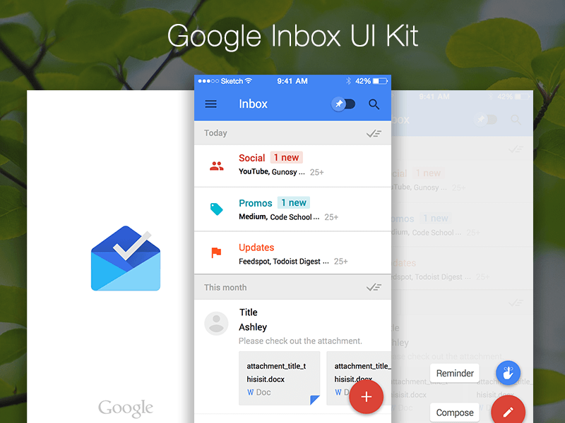 Google受信箱のモックアップSketchリソース
