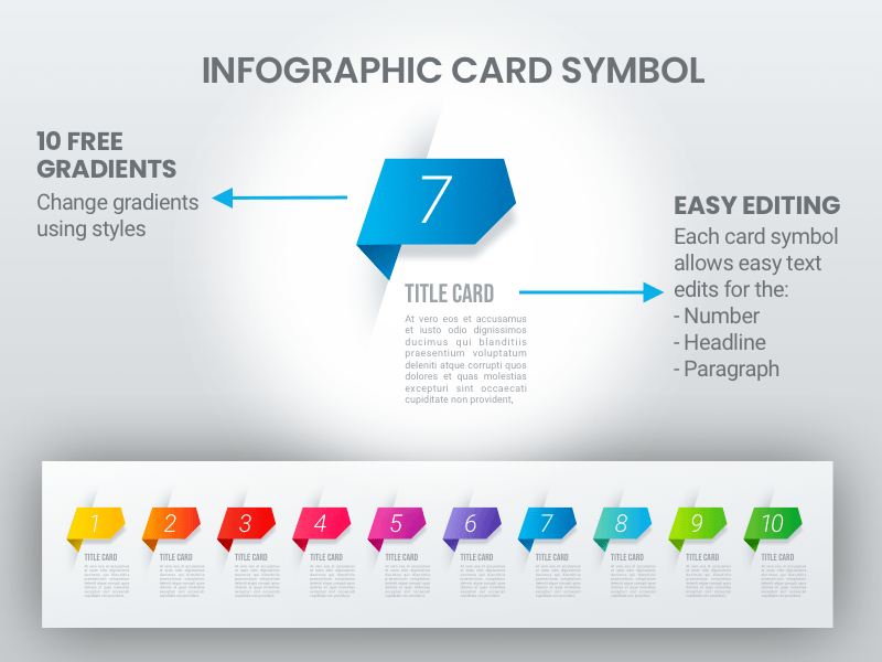 Símbolos de tarjeta de infografía de gradiente Símbolos de boceto