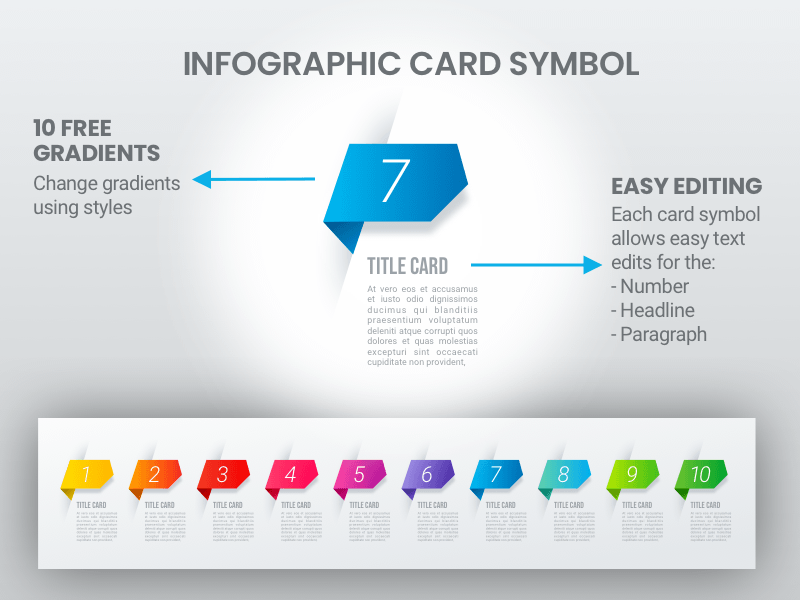 Symboles de carte d'infographie de gradient Esquisse Ressource