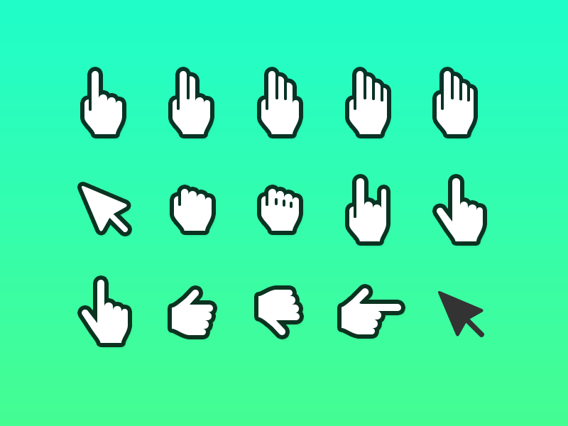 Hand-Cursor-Icons-Skizzierungsressource