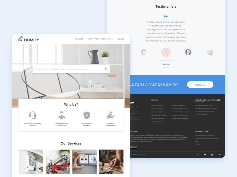 Home Services Landing Page Sketch Resource