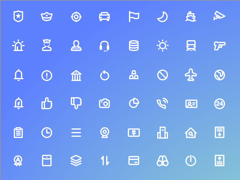 48 iconos de línea en negrita boceto de recursos