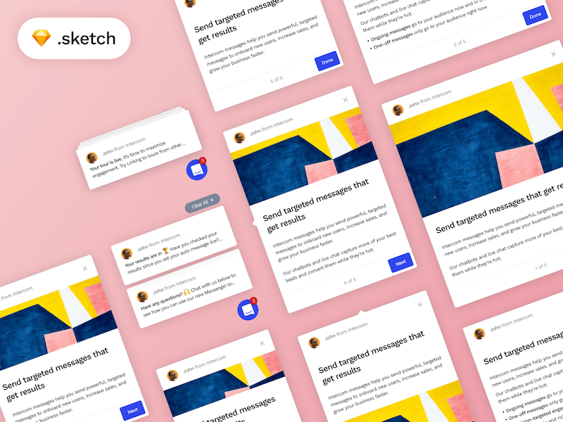 Intercom Product Tour UI Kit Sketch-Ressource