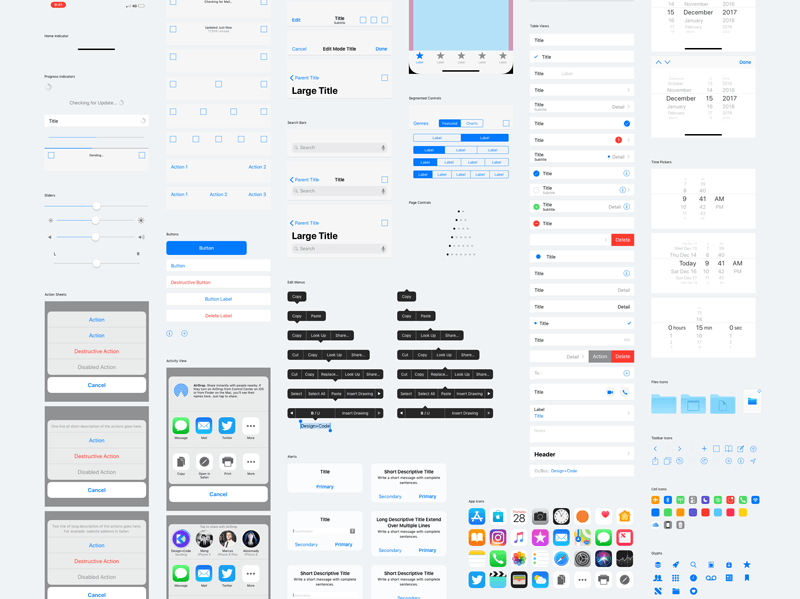 Kit d’interface utilisateur iOS 11 pour croquis