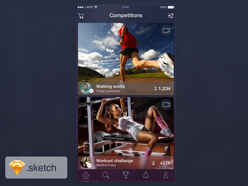 Sports iOS App View Sketch Resource