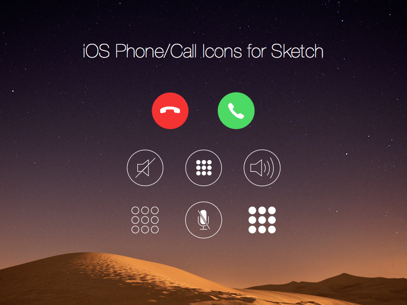 iOS-Anruf-Bildschirm-Icons-Skizzierungsressource