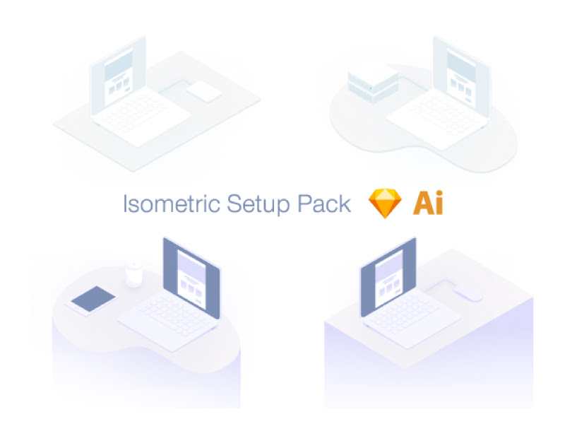 Isometrische Setup Pack-Skizzierungsressource
