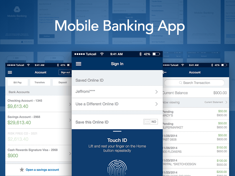 BOA Inspired Mobile Banking App Sketch Resource