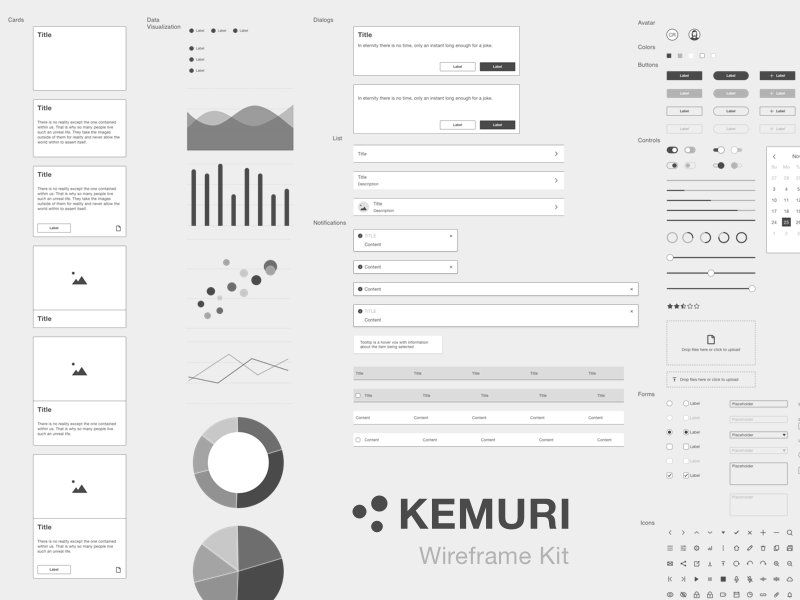 Kemuri Wireframe Kit Sketch Ressource