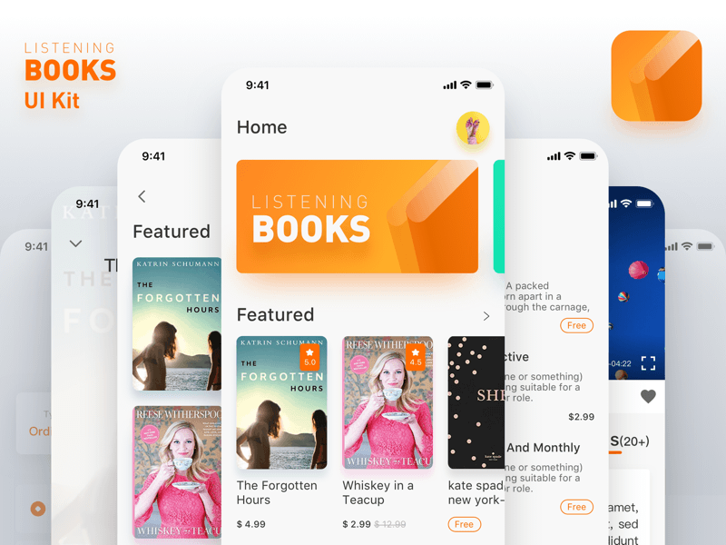 Libros de escucha UI Kit Sketch Recurso