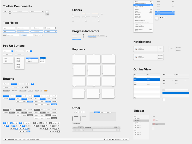 Recurso de boceto de la biblioteca de la interfaz de usuario de macOS