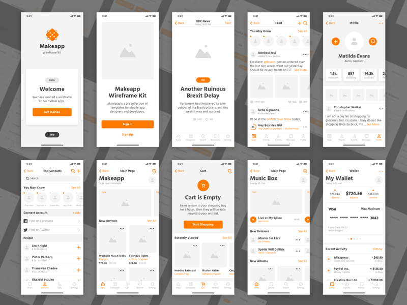 Makeapp Wireframe Kit Demo Sketch Resource