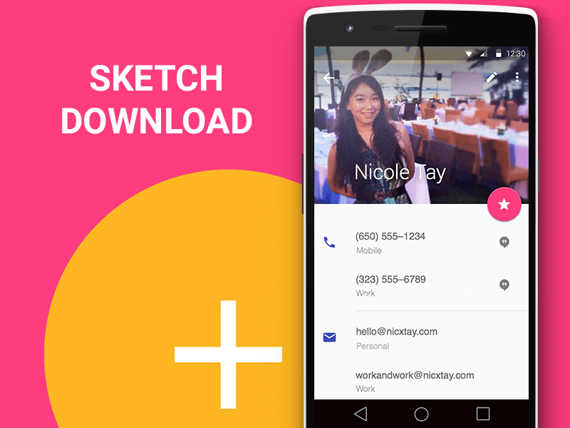 Android L Página de contacto Sketch Recurso