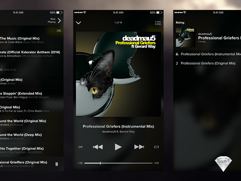 Recurso de boceto de aplicaciones de música iOS