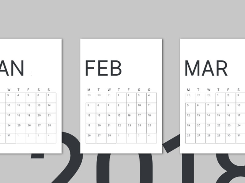 2018 Минимальный календарь Sketch Ресурс