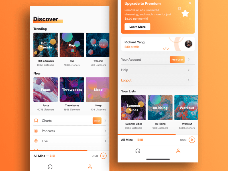 Music Streaming App Concept Sketch Resource
