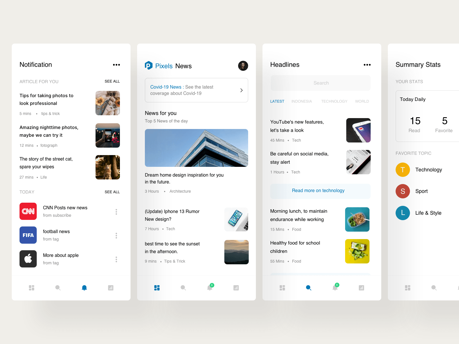 Minimal News Mobile App Sketch Resource