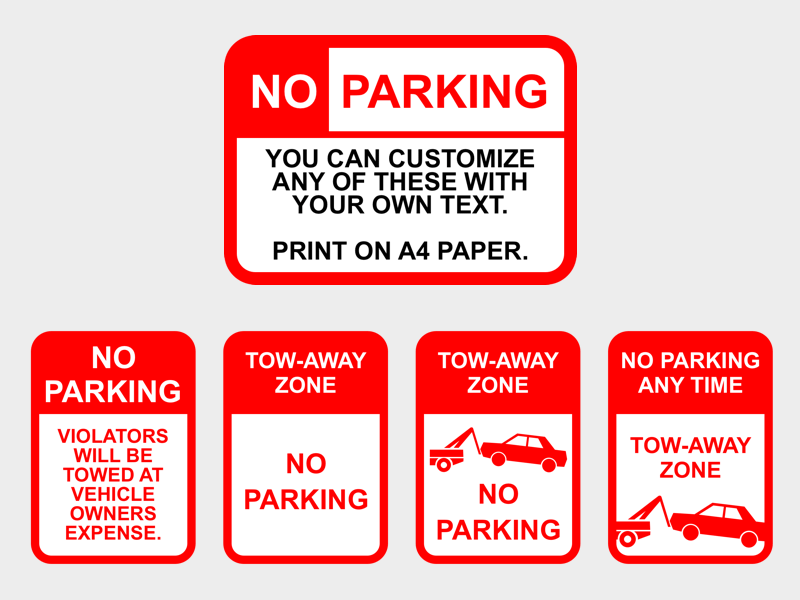 No Parking Customizable Sign Sketch Resource