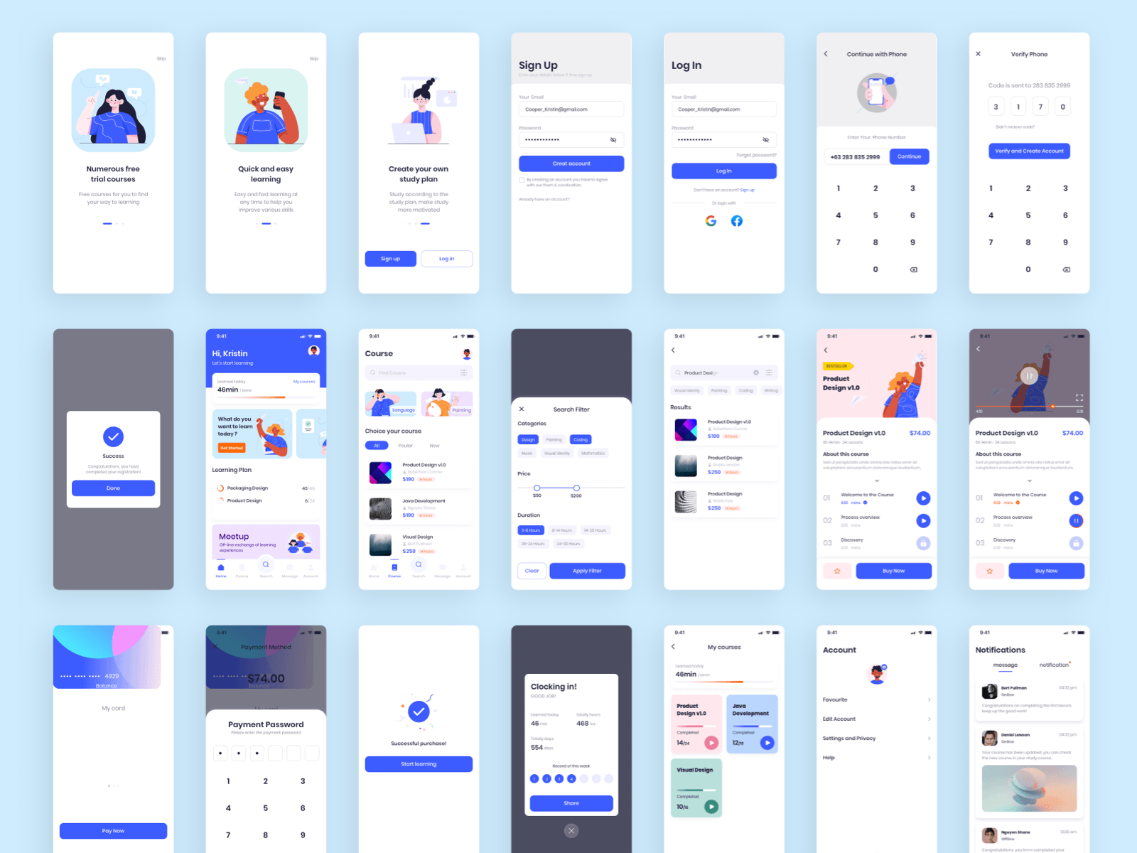 Online-Klassen Mobile App Sketch Resource