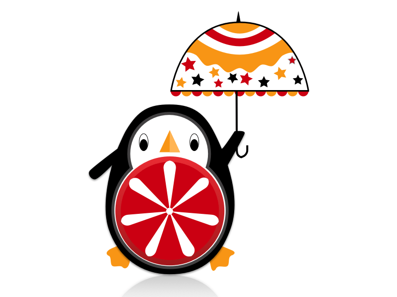 Милый пингвин с эскизом зонтика