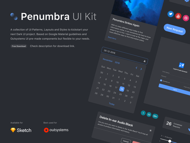 Penumbra-UI-Kit-Skizzierungsressource