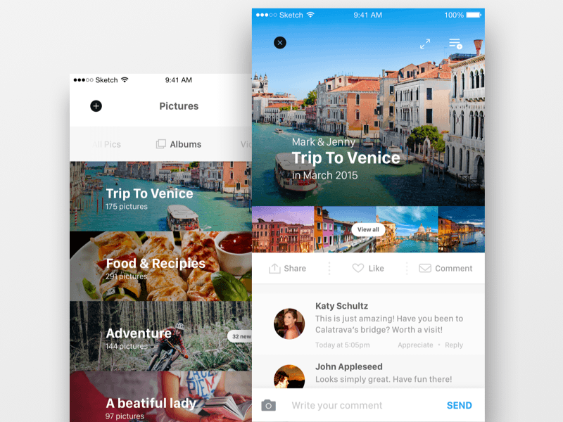 Mobile iOS Media UI Kit Sketch Recurso