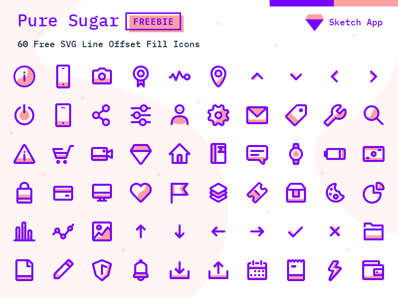 60 Pure Sugar Icons Sketch Resource