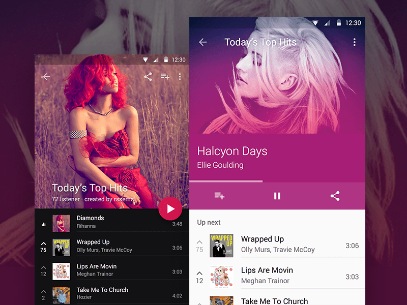 Material Design Music Player Sketch Resource