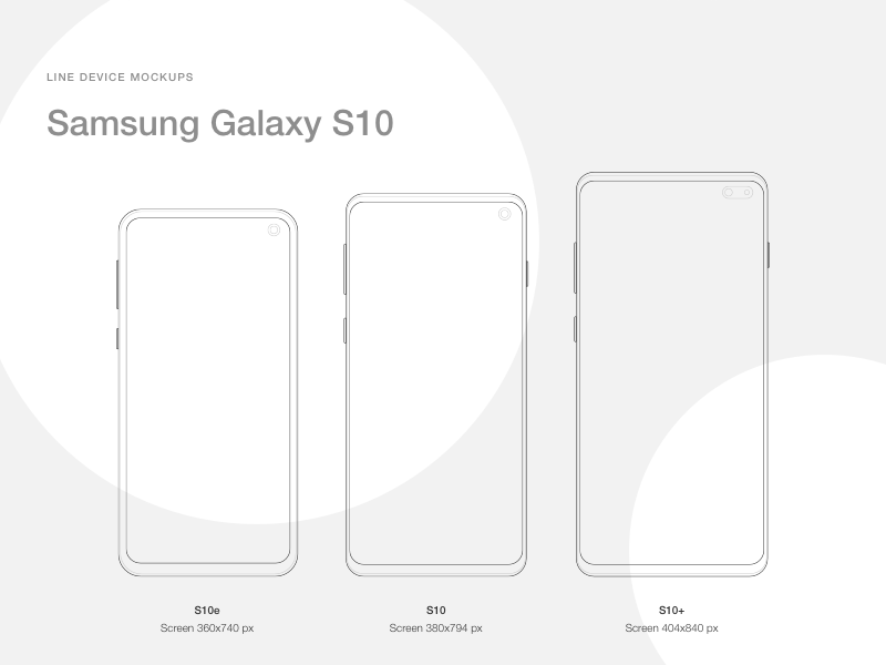 Line Mockups for Samsung Galaxy S10 Sketch Resource