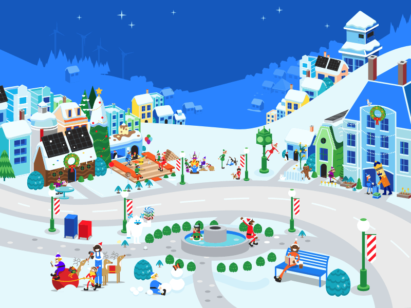 Recurso de boceto de ilustración de Google Santa Tracker